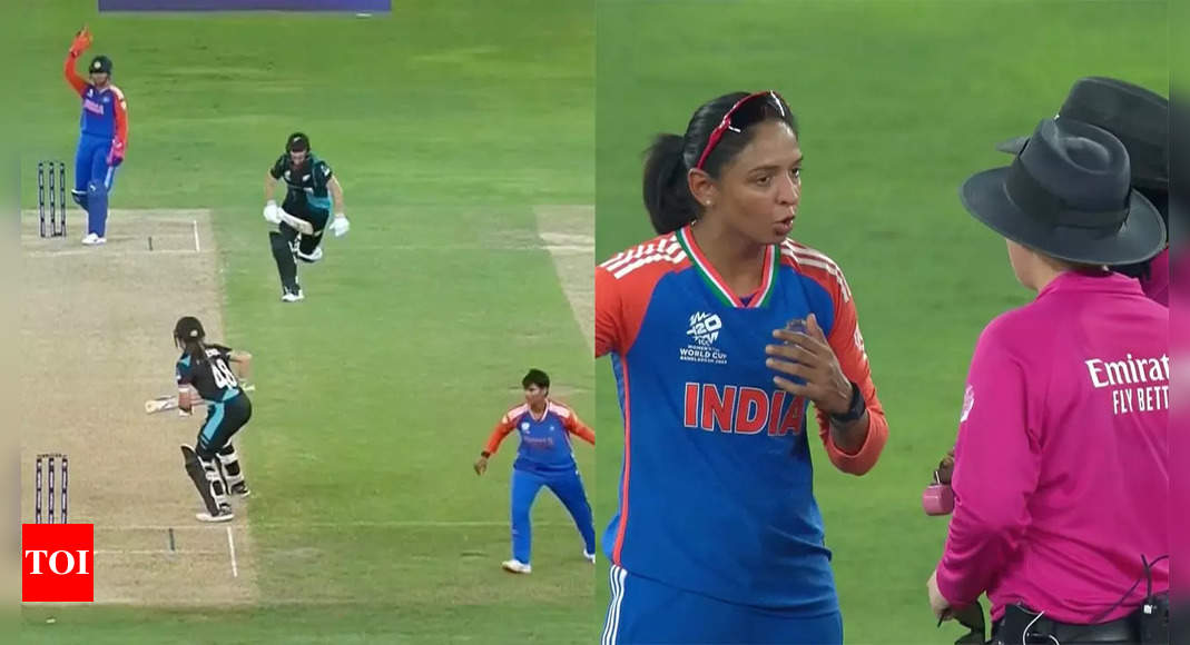 Drama at T20 World Cup: Harmanpreet Kaur unconvinced by Amelia Kerr’s run-out decision; Ashwin reacts. Watch | Cricket News